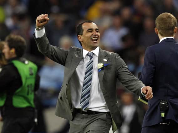 Roberto Martinez celebrates winning the FA Cup