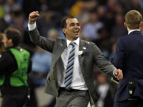 Roberto Martinez celebrates winning the FA Cup