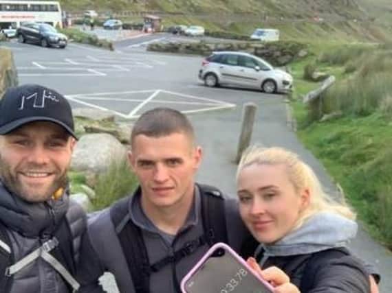James Moorcroft, Ross Thomasson and Rhiannon Dixon after completing the Three Peaks Challenge