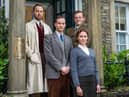 The stars of Channel 5's new version of All Creatures Great and Small. Clockwise from top left: Siegfried Farnon (Samuel West); Tristan Farnon (Callum Woodhouse); Mrs Hall (Anna Madeley) James Herriot (Nicholas Ralph)