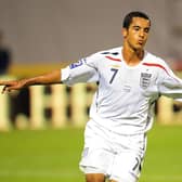 Theo Walcott celebrates scoring his hat-trick during the World Cup Qualifying Group Six match at the Stadion Maksimirl, Zagreb, Croatia