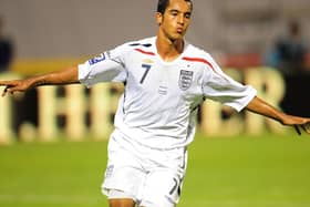 Theo Walcott celebrates scoring his hat-trick during the World Cup Qualifying Group Six match at the Stadion Maksimirl, Zagreb, Croatia