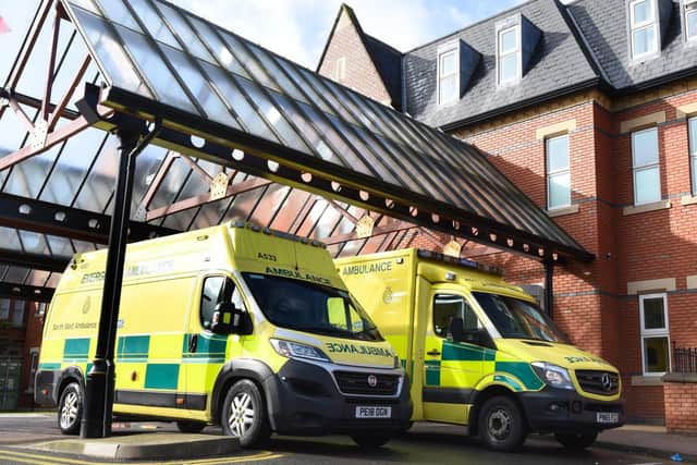 Ambulance outside Wigan Infirmary's A&E unit