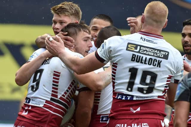 Sam Powell is congratulated on a try against Castleford
