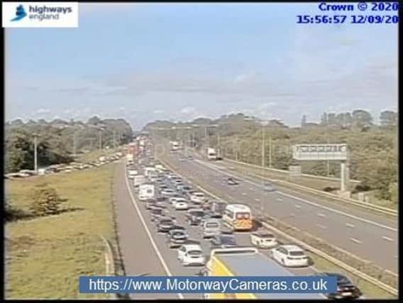 CCTV motorway traffic camera of the M6 Northbound Motorway - J27, Orrell Island