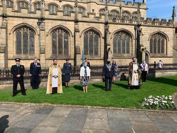 Dignitaries outside Wigan Parish Church