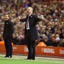Brendan Rodgers, manager of Liverpool and Manager Sean Dyche of Burnley on the touchline during the Barclays Premier League match between Liverpool and Burnley at Anfield on March 4, 2015 in Liverpool, England. (Photo by Michael Steele/Getty Images)