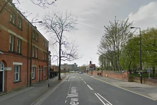 A knife-wielding young man was struck by a police car following an incident in Wigan town centre. Image: Google