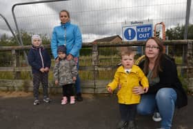 Agnieszka Kuzma with Julia, five, and Agata, three, with Emma Vaughan and son Toby, one