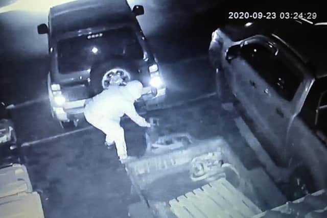 A still image from the CCTV footage of the attempted trailer theft
