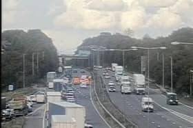Two out of three lanes were closed on the M6 northbound near junction 26. (Credit: Highways England)