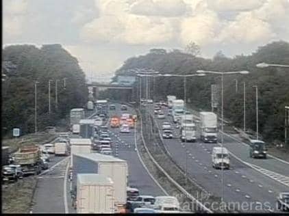 Two out of three lanes were closed on the M6 northbound near junction 26. (Credit: Highways England)