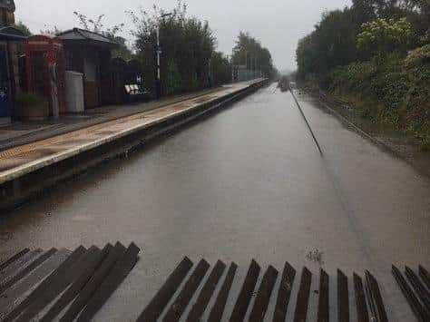 Earlier flooding on the Wigan-Southport line
