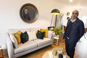 Harinder Dhaliwal in the sitting room of the Pier town house show home