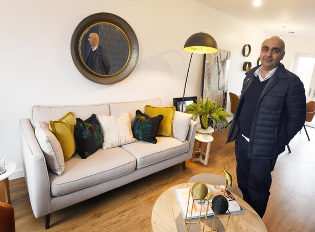 Harinder Dhaliwal in the sitting room of the Pier town house show home