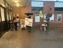 XR Wigan demonstrators outside Wigan North Western station