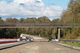 A590 reconstruction and resurfacing project between the M6 and Brettargh Holt in Cumbria with the eastbound carriageway shown ready for resurfacing