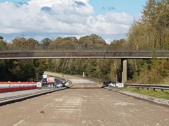 A590 reconstruction and resurfacing project between the M6 and Brettargh Holt in Cumbria with the eastbound carriageway shown ready for resurfacing