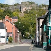 The border village of Llanymynech which has the Welsh properties on the left and English on the right of its main street (Photo by Christopher Furlong/Getty Images)