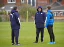 Matt Palmer has a chat with John Sheridan and Gregor Rioch at Christopher Park