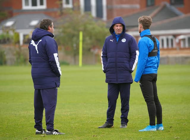 Matt Palmer has a chat with John Sheridan and Gregor Rioch at Christopher Park