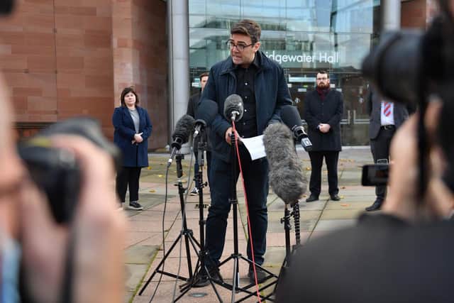 Andy Burnham spoke in Manchester city centre