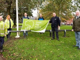 Gardeners Wayne O’Neill and Charlie Munro, Michael Fishwick, Greenspace officer, volunteer John Broomhead, Gerard Lockett, team leader, Mike Cheers (Parks and Streetscene Area Manager)