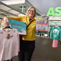 Maureen Holcroft, from Daffodils Dreams, launches the Christmas Eve box campaign with Charlene Frodsham, community champion at Asda in Newtown
