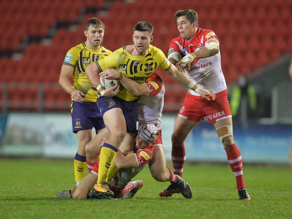 Joe Greenwood facing St Helens