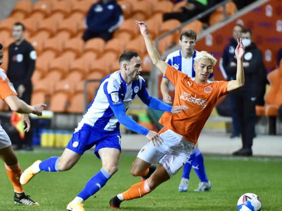 Dan Gardner in action at Blackpool