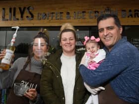 Yasmine Sobeih, left, and Ahmed Esfandiary-Bilvee, right, with Lily-Mae and her mum Sally Hesketh, centre.