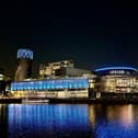 The Lowry lit up in blue in a gesture of thanks to NHS staff (The Lowry/PA)