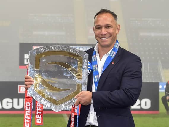 Coach Adrian Lam with the league leaders' shield