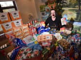 Steph Hodgkinson with some of the items for the hampers