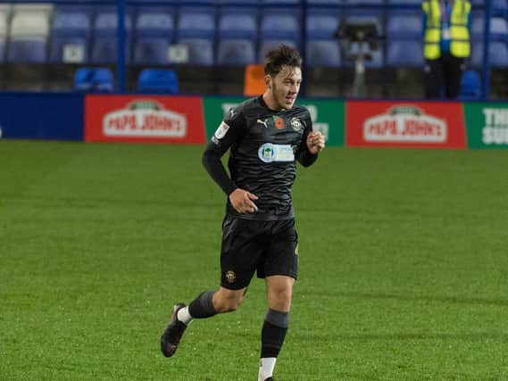 Harry McHugh celebrates his goal in midweek