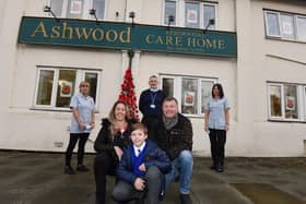 Owen Boardman with parents Lisa and Ian Boardman and care home staff Diane Anders, Chris Wilkinson and Michelle Johnson