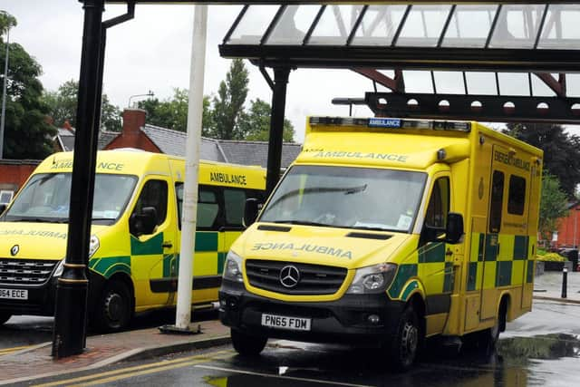 Ambulances outside Wigan Infirmary's A&E department