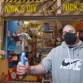 Nick Lindop at his DIY stall in Leigh market