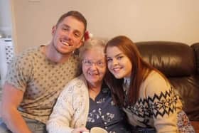 Alex and sister Megan with their gran Mary