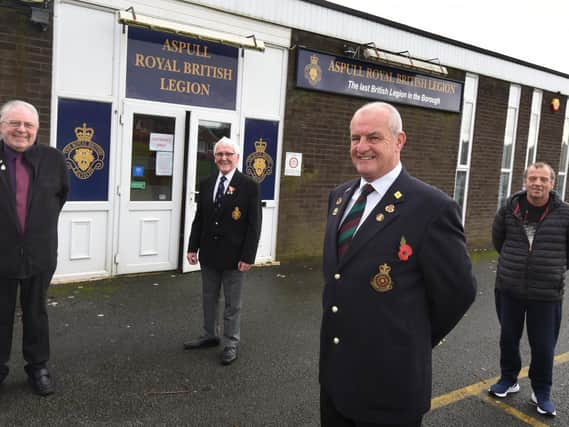 Administrator John Hulme, chairman John Hilton, Alan Jones and steward David McMahon outside the club