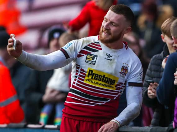 Jackson Hastings after Wigan's last game at the DW Stadium - eight months ago