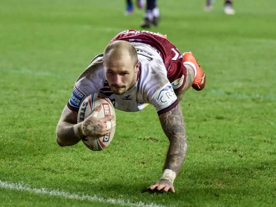 Zak Hardaker goes over for a try against Hull FC