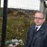Coun Michael Winstanley at the former recycling centre site