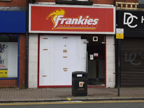 The boarded up frontage of Frankies on Gerard Street following the car crash drama