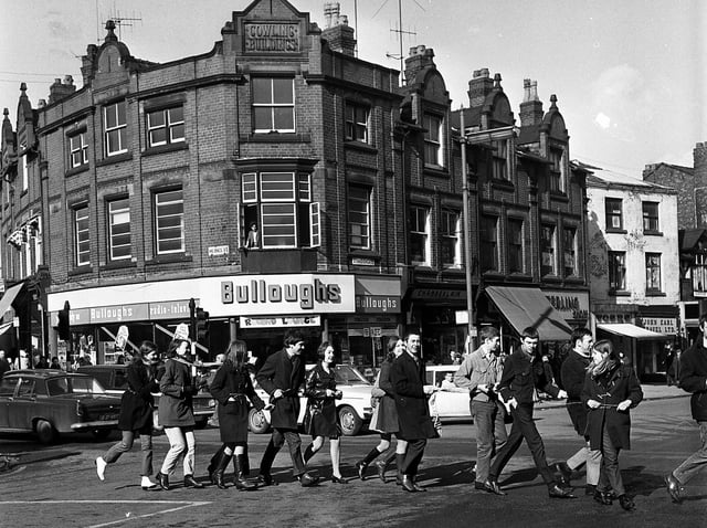 RETRO 1970 - Wigan Technical College students parade the town centre streets, attached to each other during Rag Week, collecting funds for local charities.