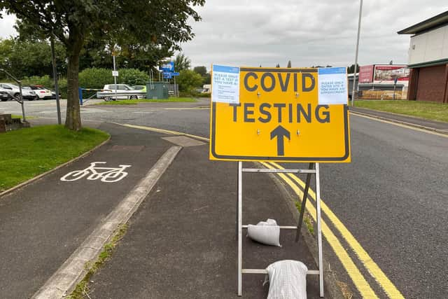 Covid words have dominated 2020. Pic: Covid-testing site at Walton-le-dale