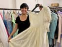 Wigan and Leigh Hospice retail co-ordinator Jenny McAvoy with the dress