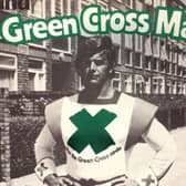 English actor Dave Prowse as the Green Cross Man for a road safety campaign aimed at children promoting 'The Green Cross Code' in the 1970s.