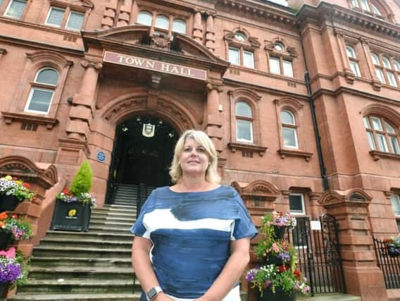 Alison McKenzie-Folan outside Wigan Town Hall