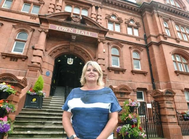 Alison McKenzie-Folan outside Wigan Town Hall